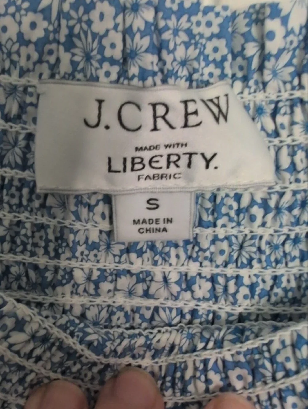 J. Crew Blue & White Puff Sleeve Blouse